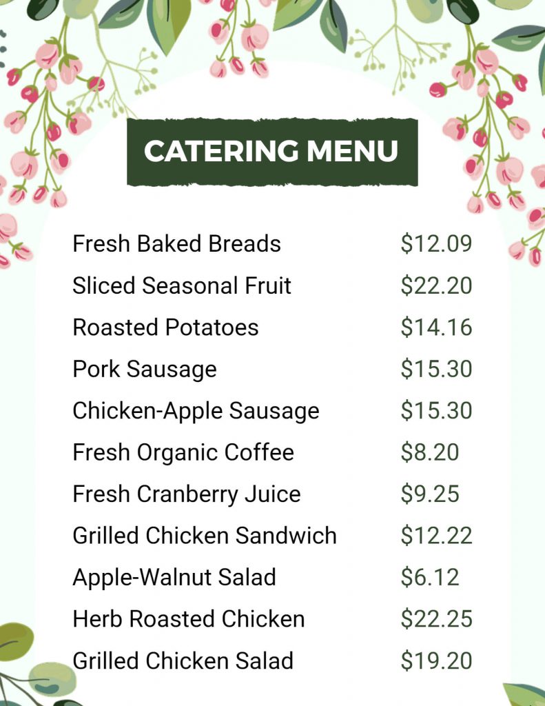 simple catering menu 