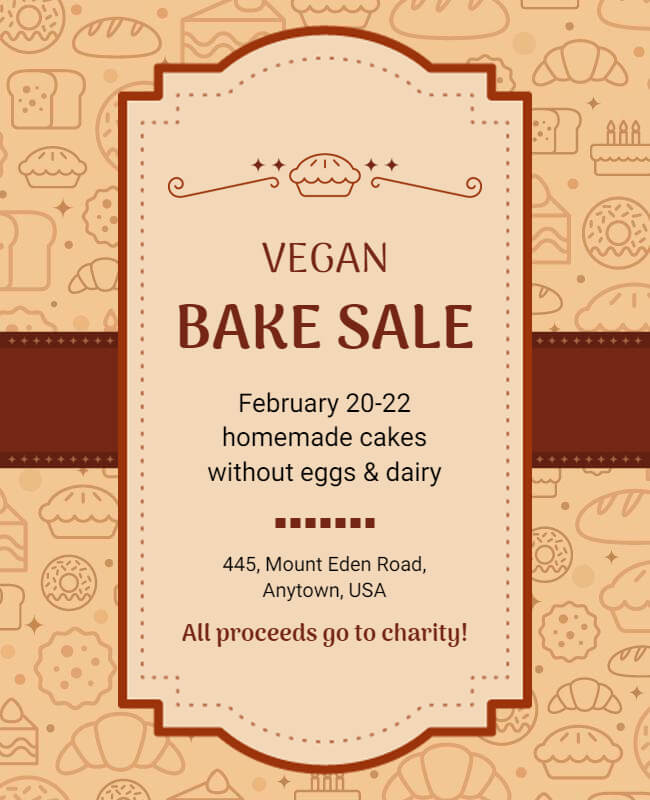 vegan bake sale flyer template