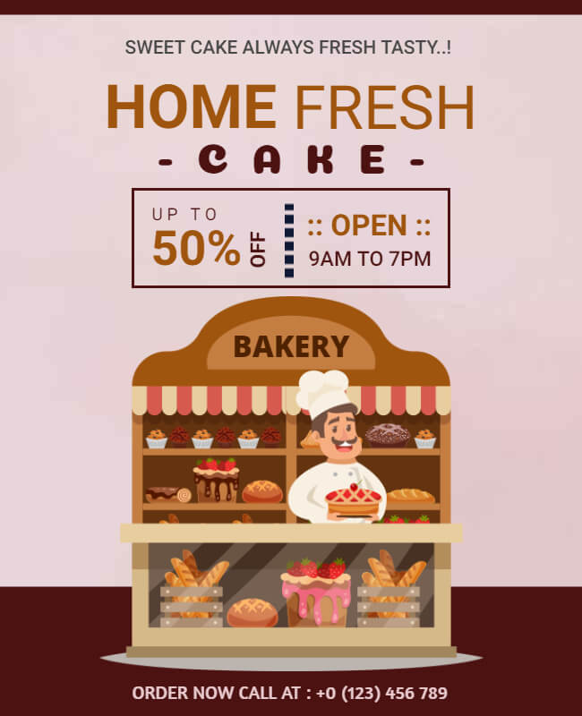 home fresh cake shop flyer