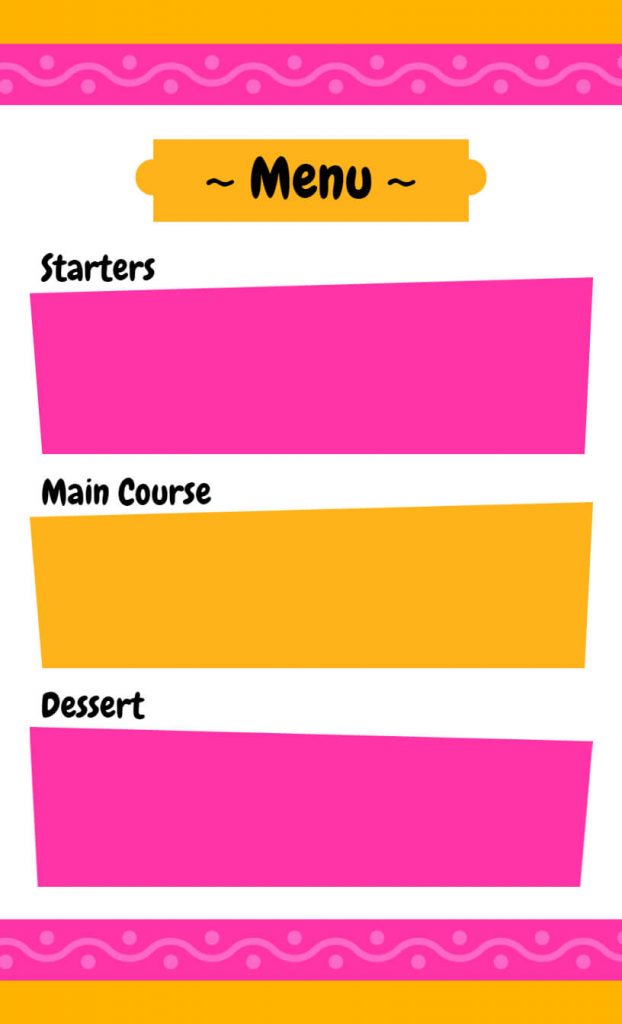 colorful blank menu template