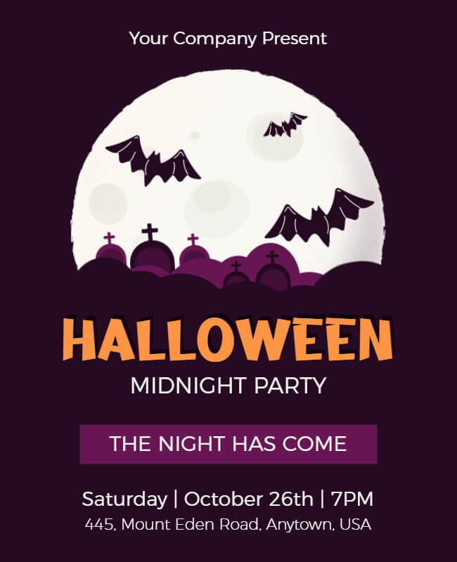 halloween midnight party flyer