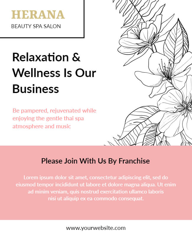 floral themed spa flyer template