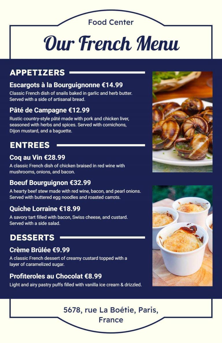 French Menu Design Ideas And Examples