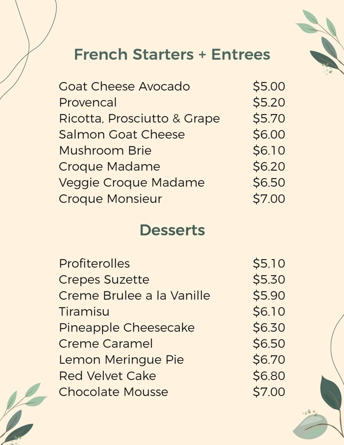French Menu Design Ideas And Examples