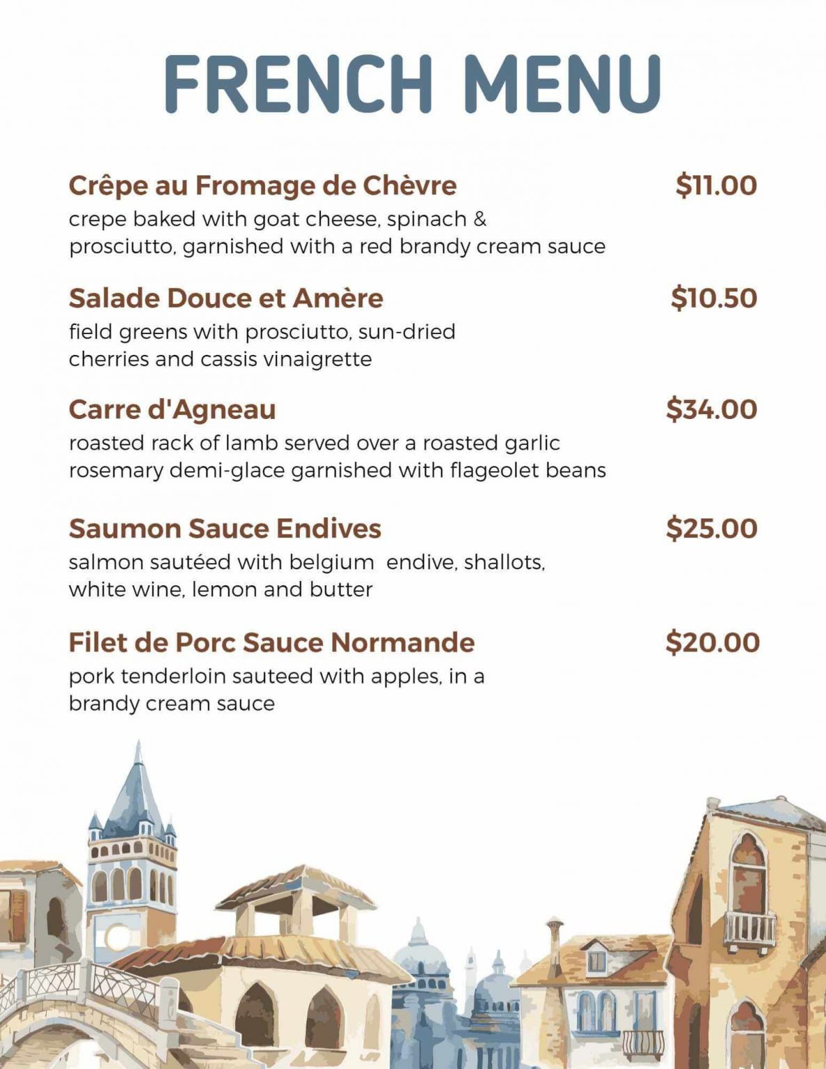 French Menu Design Ideas and Examples