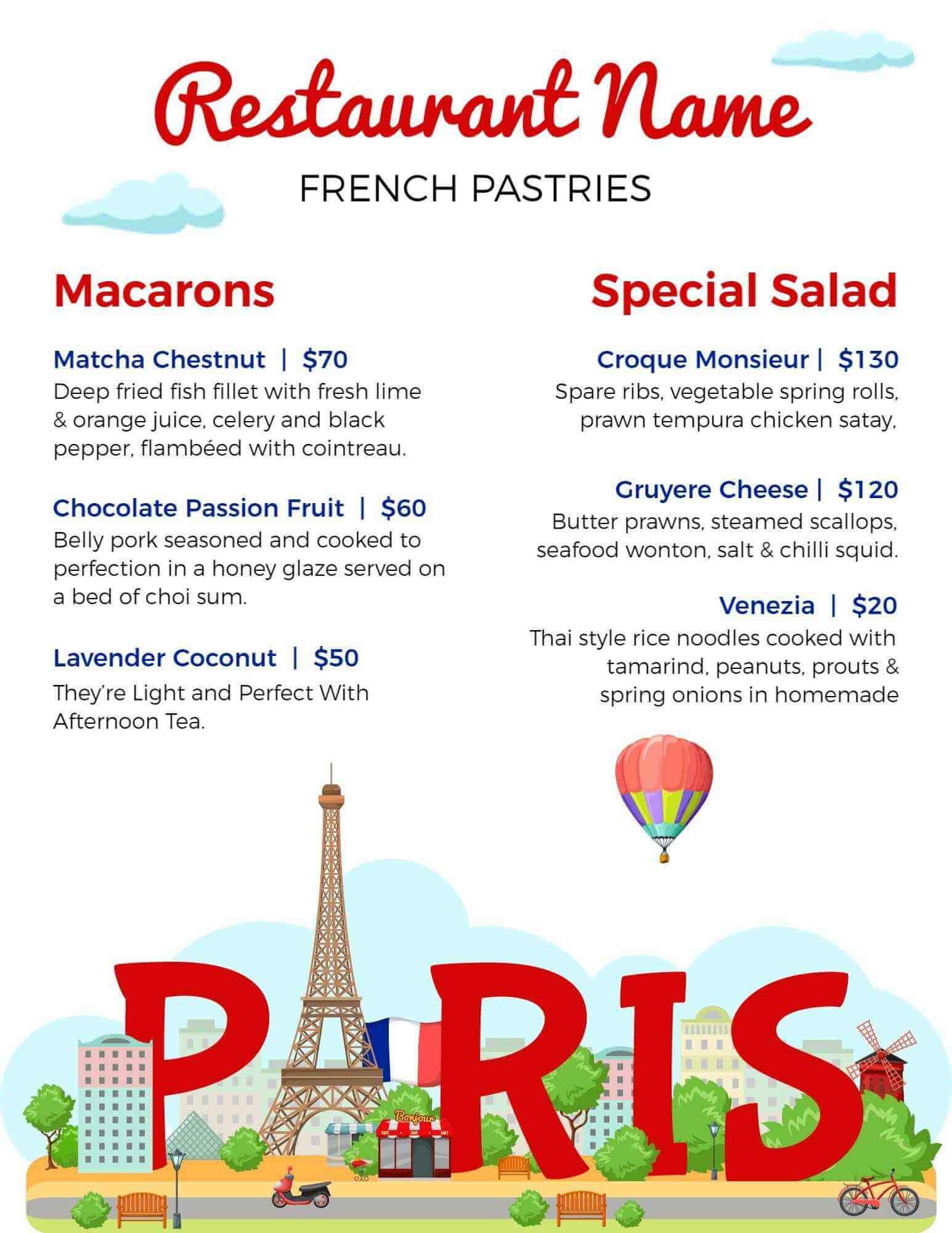 French Menu Design Ideas and Examples