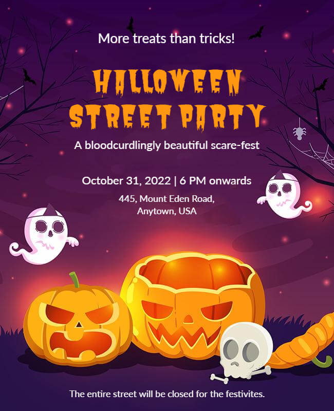 halloween street party flyer template