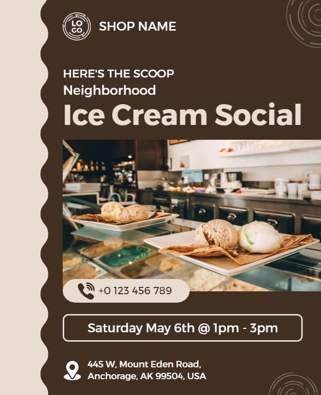 ice cream social event flyer