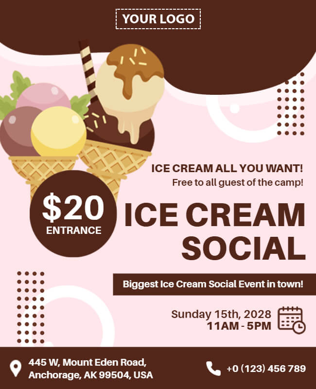 illustrative ice cream social flyer