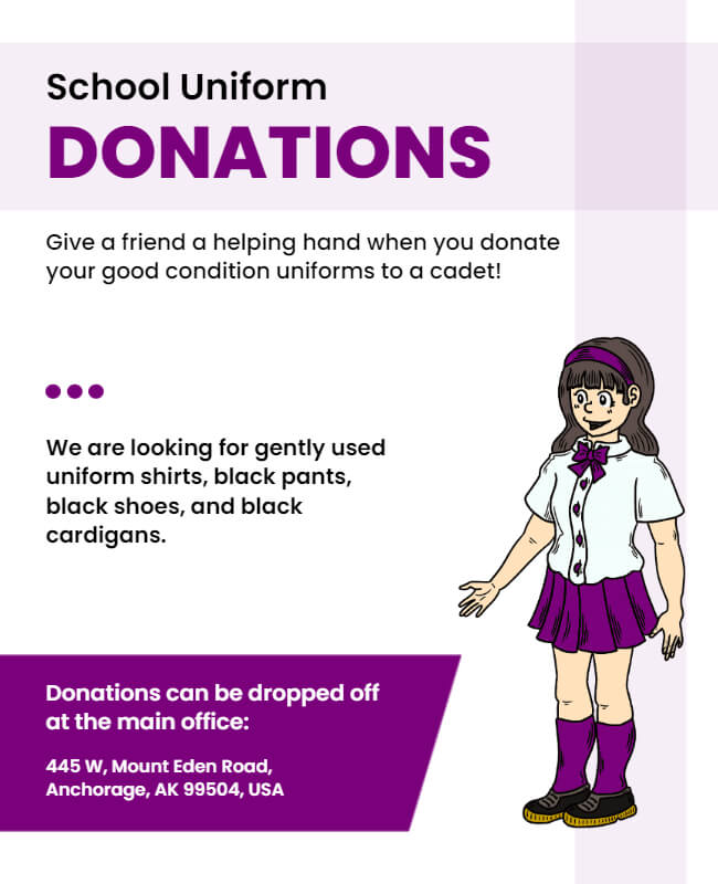 School Uniforms Donation Flyer