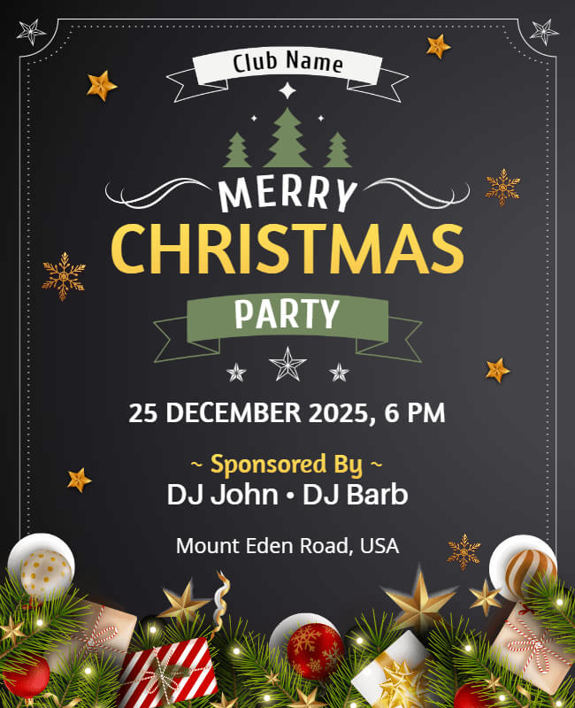 Party Invitation Flyer for Christmas