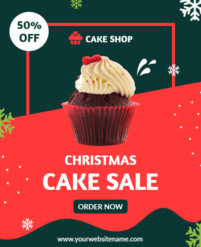 Green & Red Christmas Cake Flyer