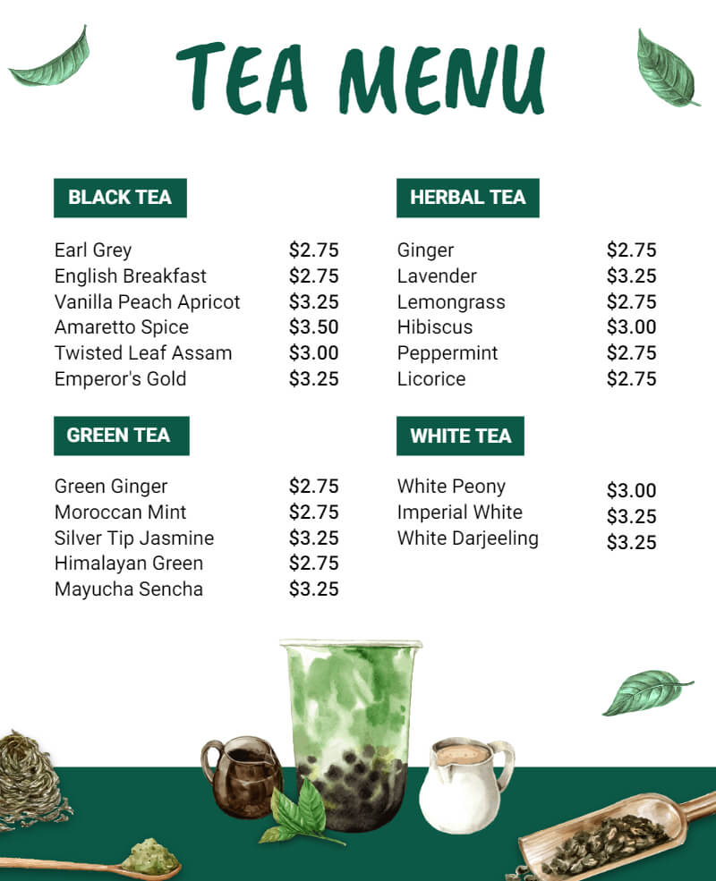 tea menu