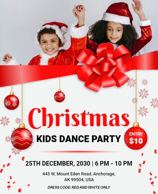 Christmas Kids Dance Party Flyer