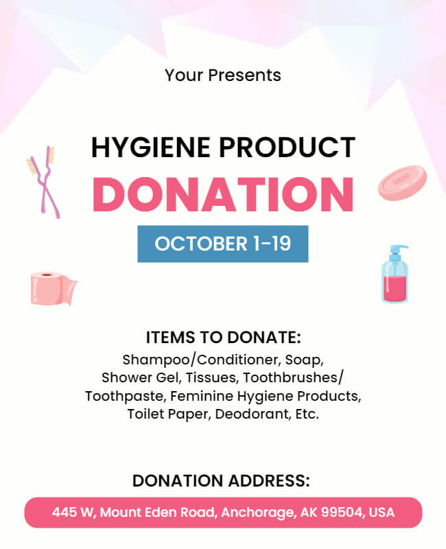 Hygiene Products Donation Flyer