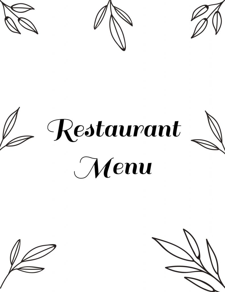 minimalist restaurant menu