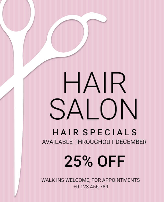 minimalist hair salon flyer template