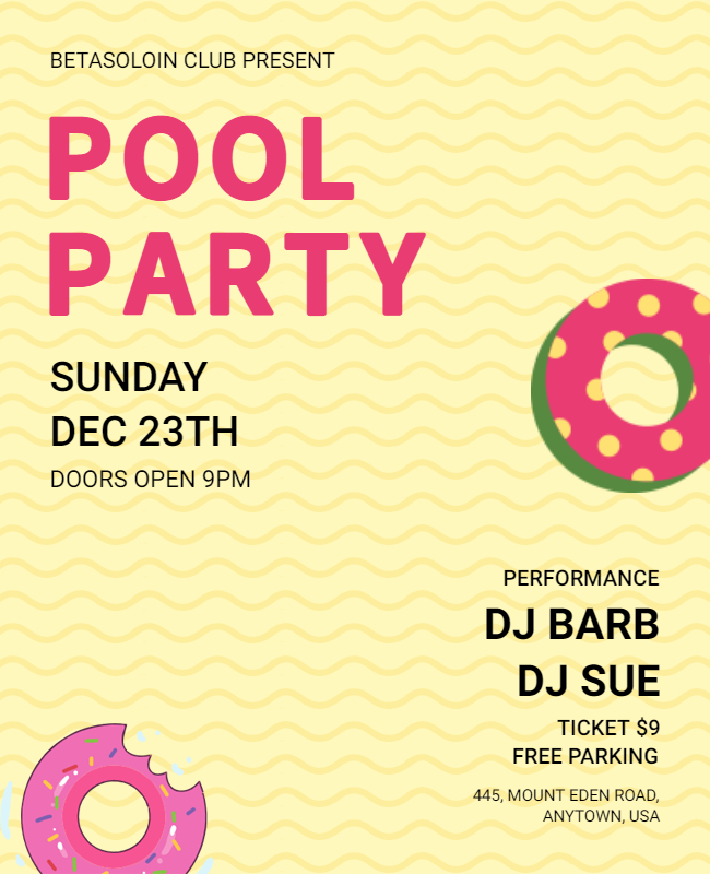 minimalist pool party design