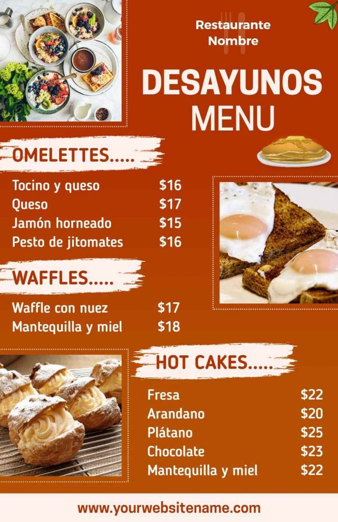 spanish breakfast menu examples