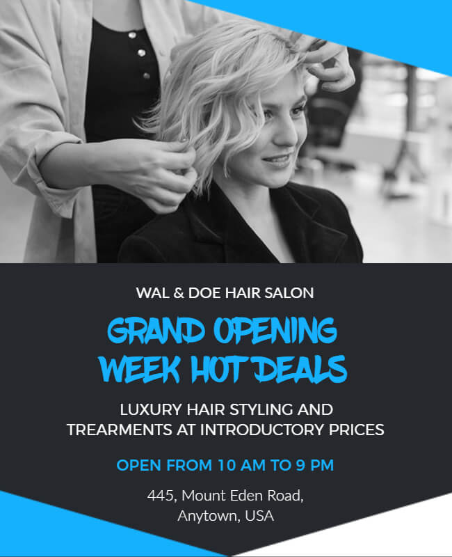 hair salon grand opening flyer