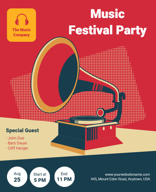 music festival party flyer template
