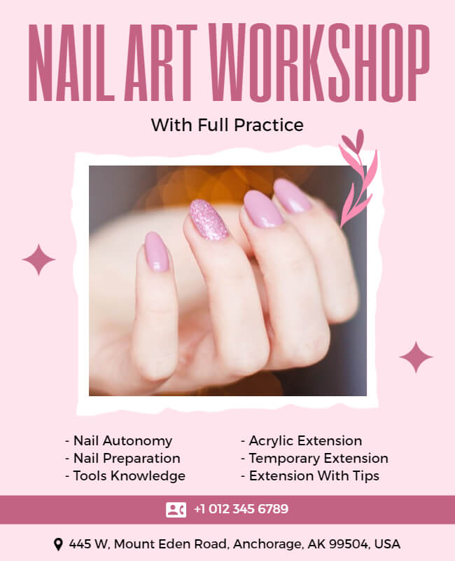 nail art workshop flyer template