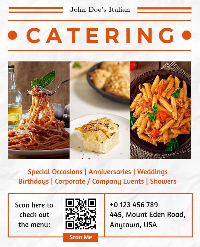 qr code on catering flyer