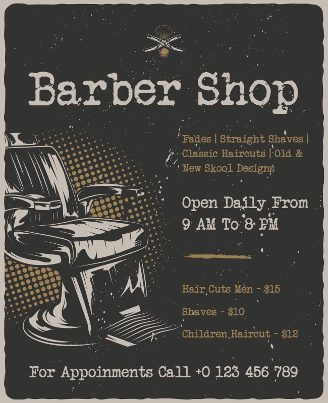 rustic barbershop flyer template