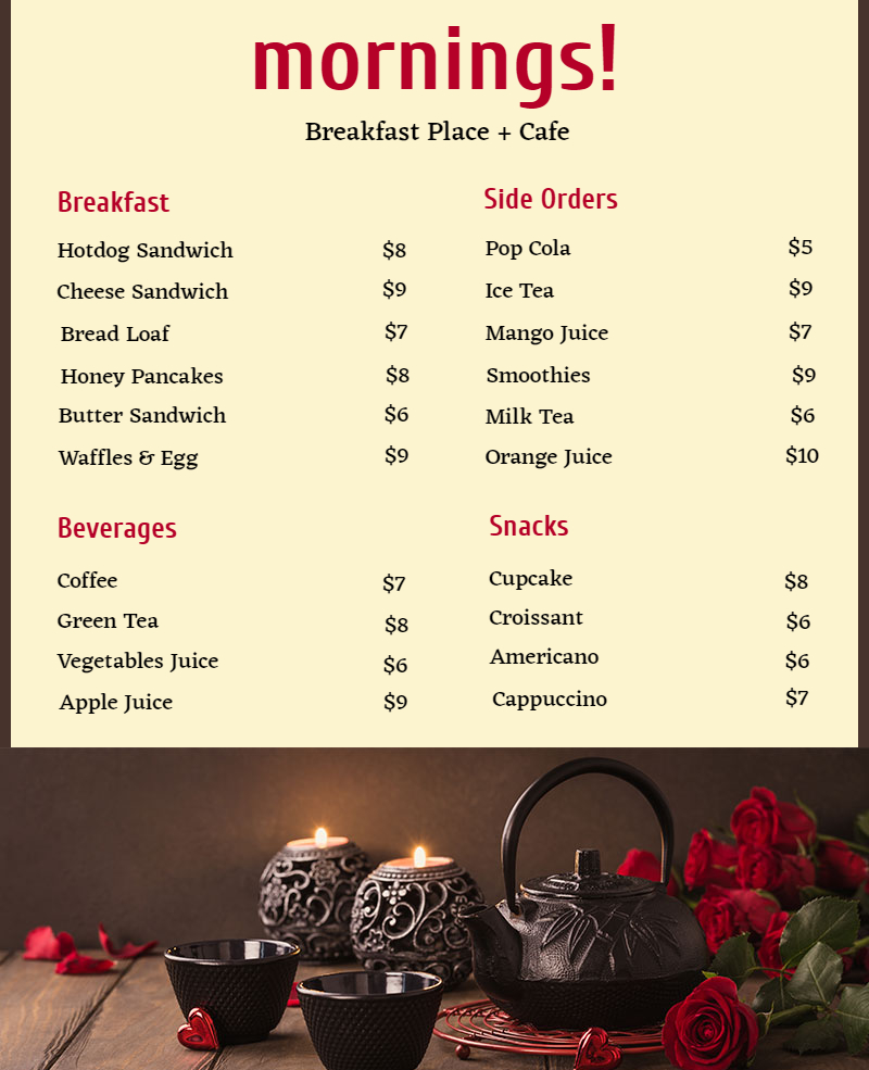 simple and minimalist breakfast template