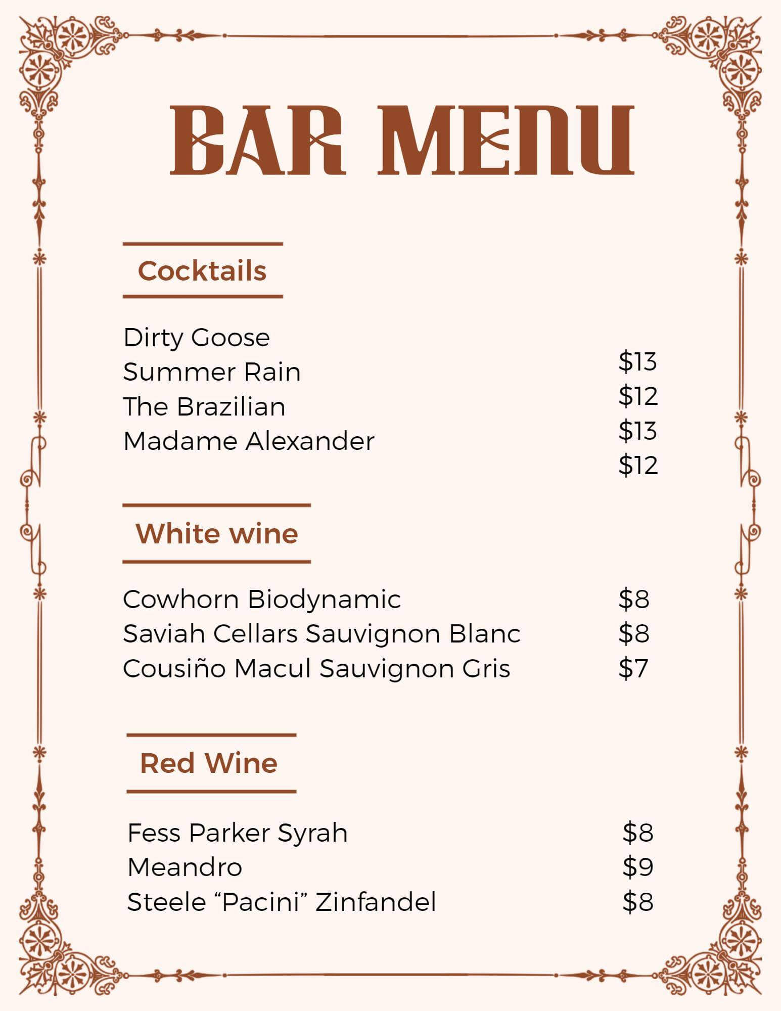 Bar Menu Design Ideas And Examples bar-menu-design-ideas-and-examples