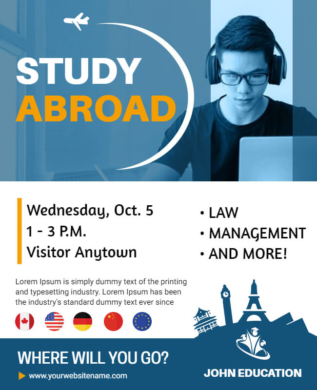 study abroad flyer template