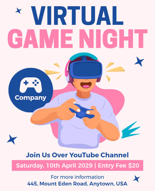 virtual game night flyer template