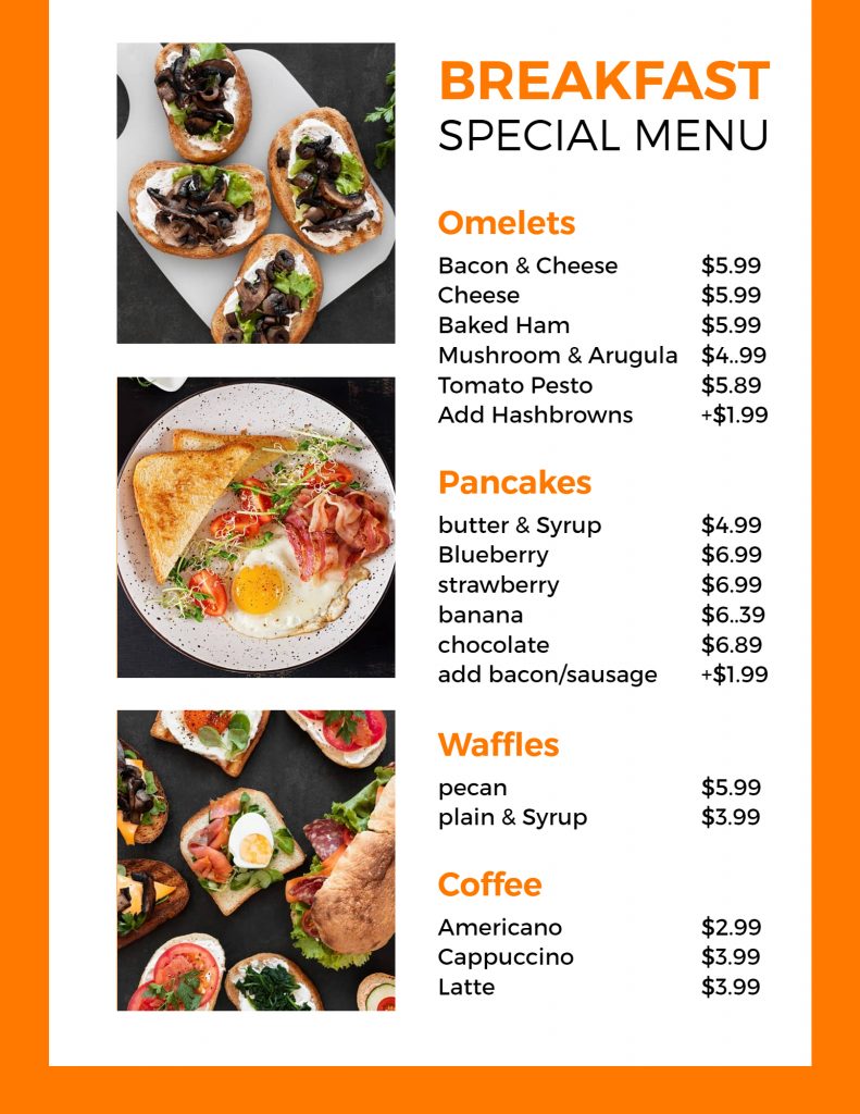 How To Design A Breakfast Menu Using Templates PhotoADKing