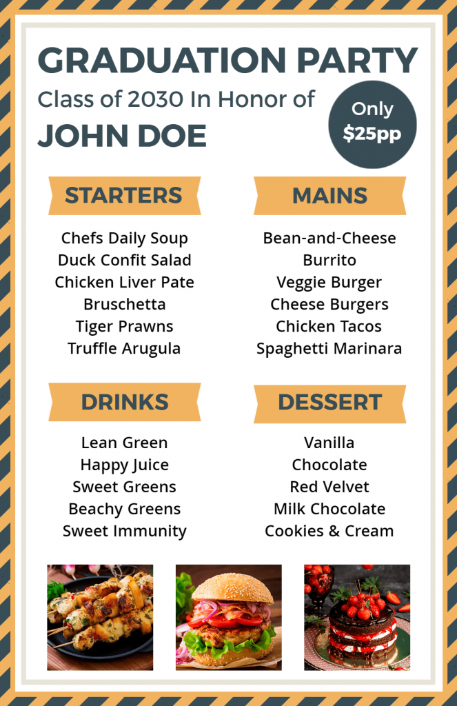 use abstract pattern in food menu template