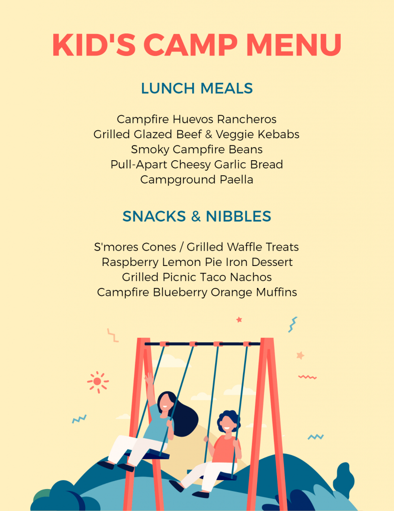 use fun and playful graphics in kid's menu design template