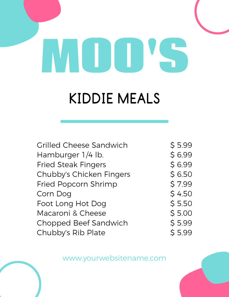 use simple design in kid's menu template