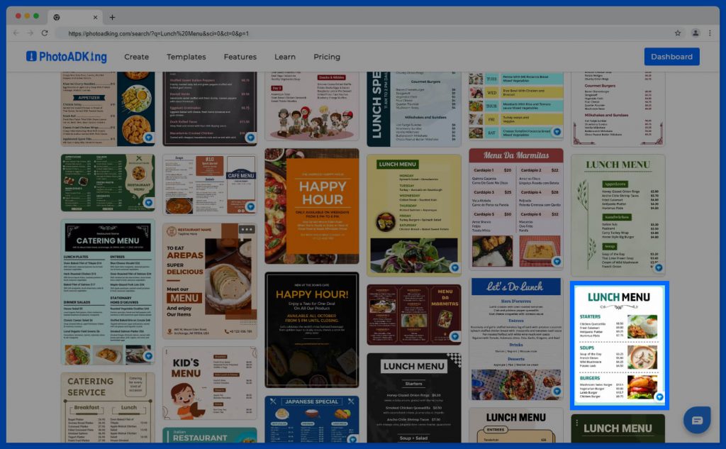 Choose Lunch Menu Template From PhotoADKing