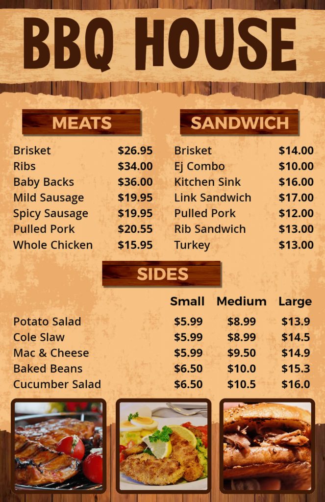 Rustic and Homey BBQ Menu Template