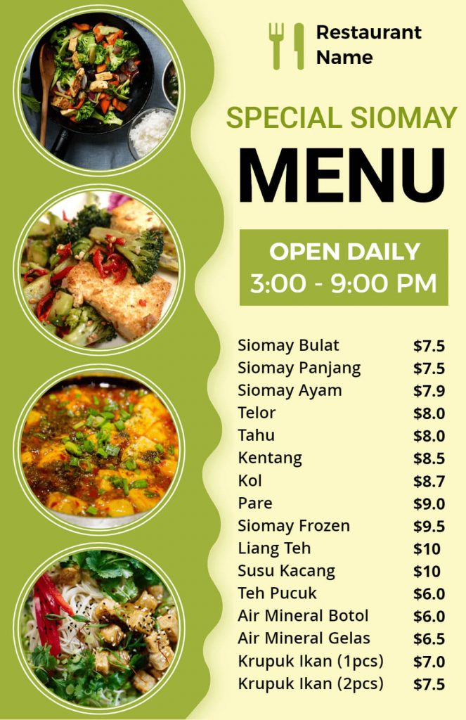 Special Siomay Menu Template