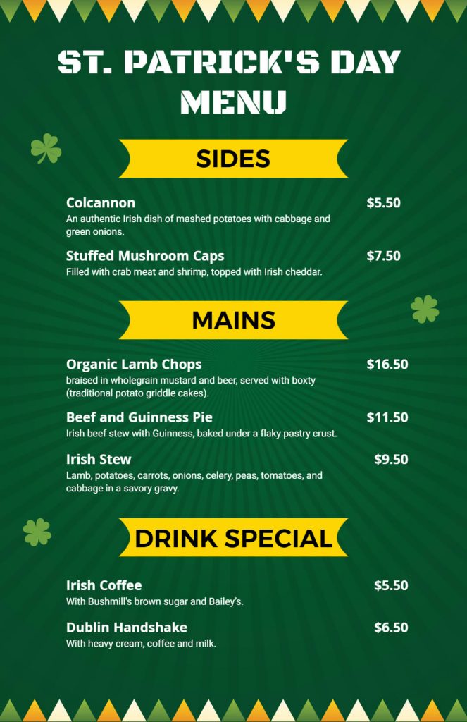 Brighty and Bold St. Patrick's Day Menu Ideas