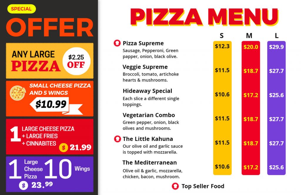 Highlight Special offer in Pizza Menu