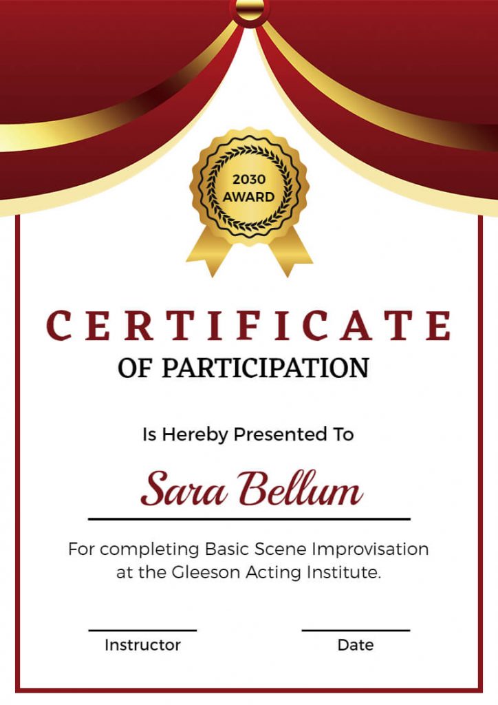 Golden Elegant Certificate Of Participation