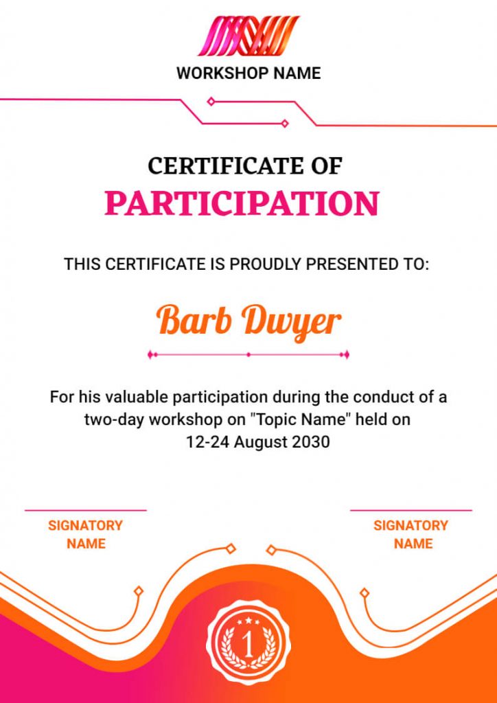 Colorful Certificate Of Participation