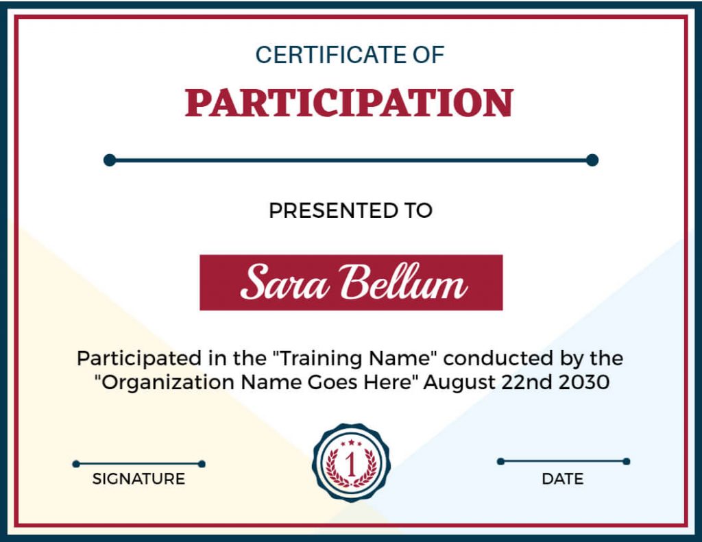 Simple Certificate Of Participation