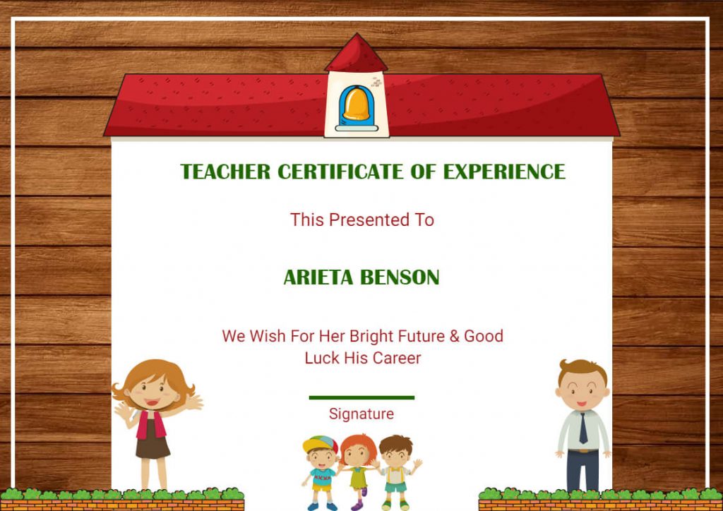 Teacher Certificate of Experience