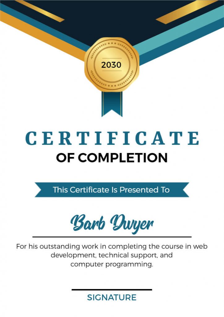 Certificate of Completion Background Design