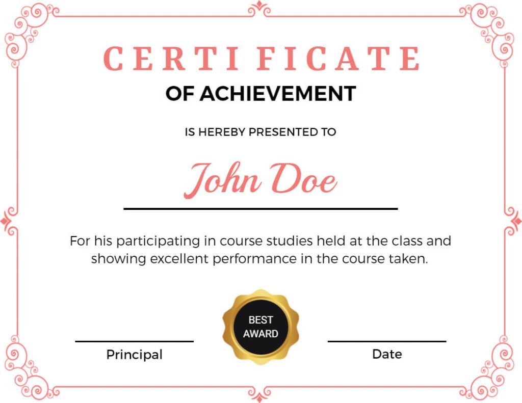 Academic Achievement Certificate