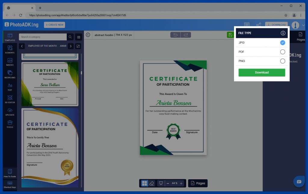 Download and Share Certificate Design