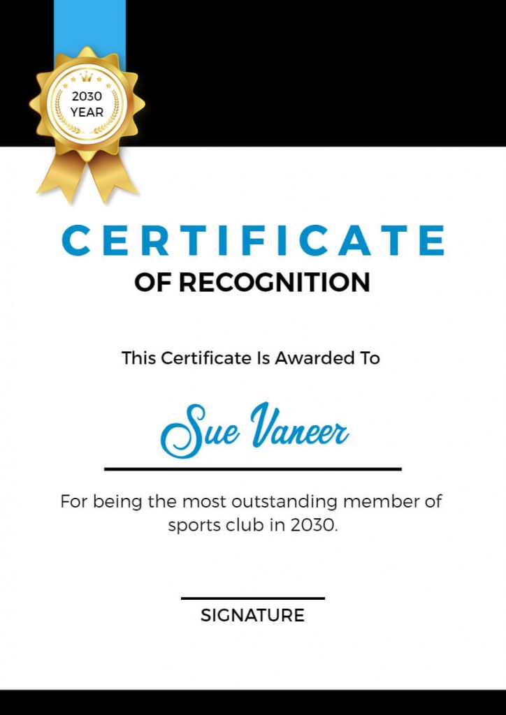 Examples Of Certificate Of Recognition