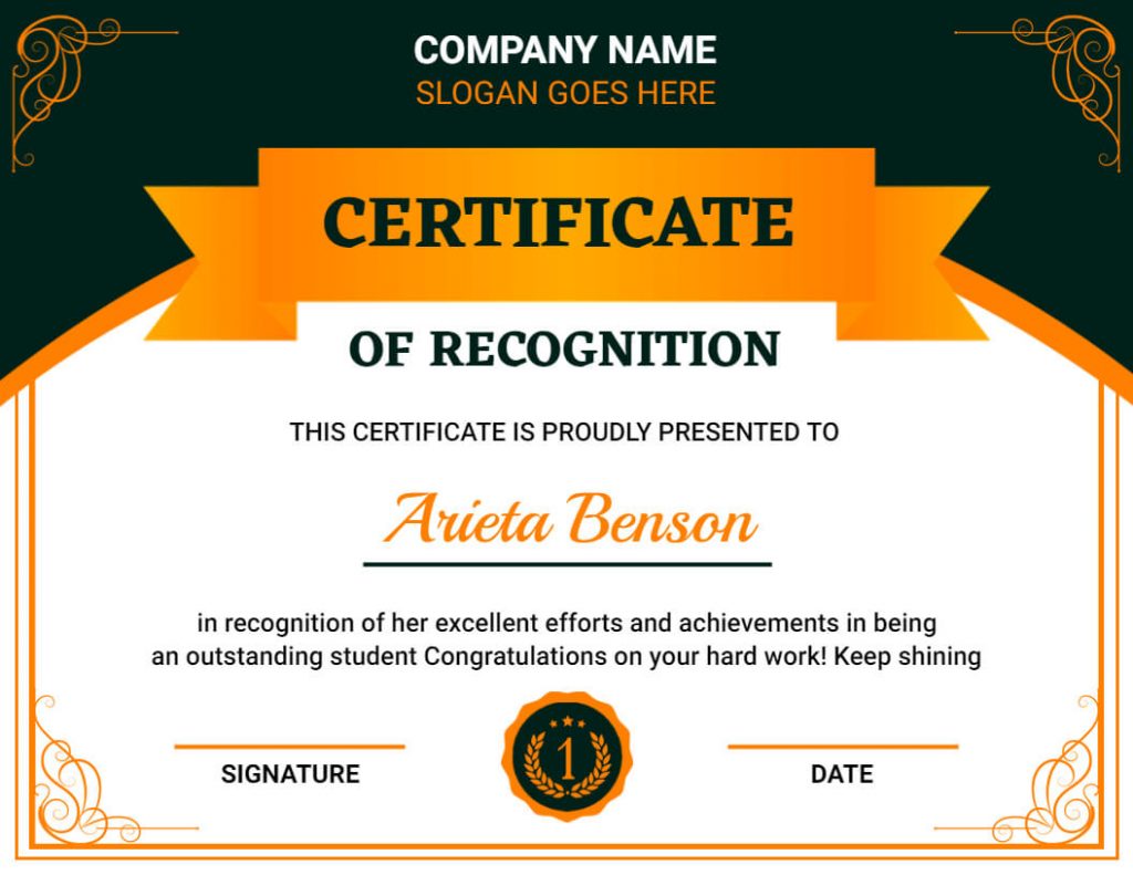 Minimalist Certificate of Recognition